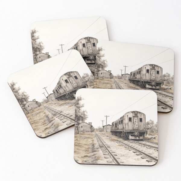 Item preview, Vintage Train Station Art Print – Sepia-Toned Railroad Illustration – Classic Railway designed and sold by OldSoulPrints.