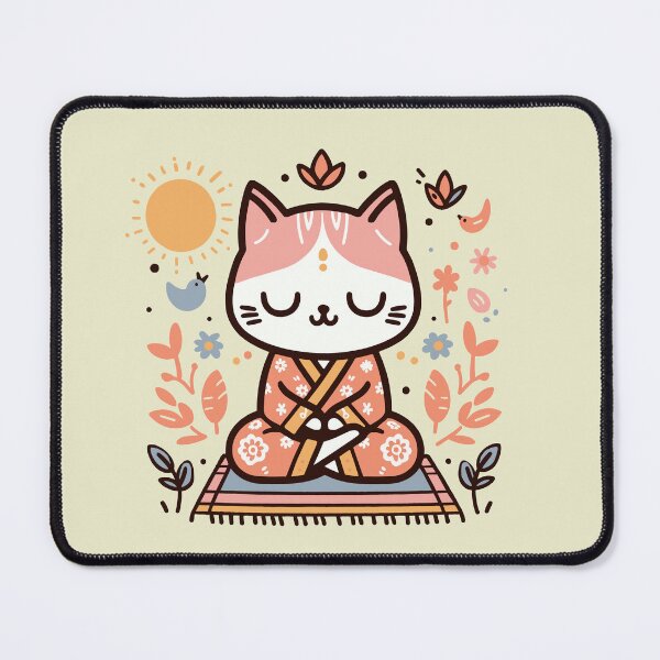 Item preview, Zen Kitty in Floral Kimono Meditating Cat designed and sold by SubtleSplit.