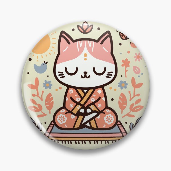 Item preview, Zen Kitty in Floral Kimono Meditating Cat designed and sold by SubtleSplit.