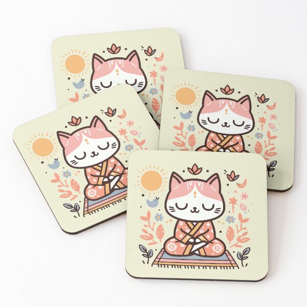 Item preview, Zen Kitty in Floral Kimono Meditating Cat designed and sold by SubtleSplit.