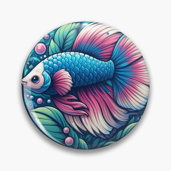 Item preview, Betta Cartoon Illustration Style betta Pink Fighting Fish designed and sold by CoffeeIsATrip.