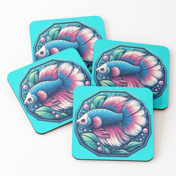 Item preview, Betta Cartoon Illustration Style betta Pink Fighting Fish designed and sold by CoffeeIsATrip.