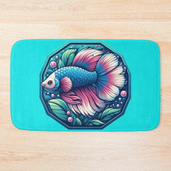 Item preview, Betta Cartoon Illustration Style betta Pink Fighting Fish designed and sold by CoffeeIsATrip.
