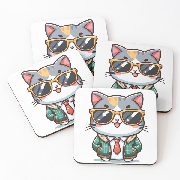 Item preview, A cartoon cat wearing sunglasses and a tie. designed and sold by Robo-toons.
