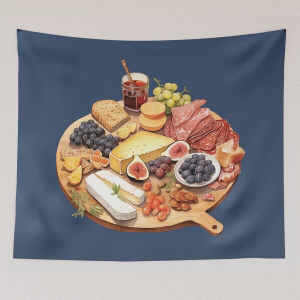 Item preview, Round Charcuterie Board With Cured Meat, Fruits, Nuts and Cheeses designed and sold by Alicia Chee.