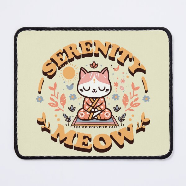 Item preview, Serenity Meow Zen Cat in Floral Kimono Meditating designed and sold by SubtleSplit.