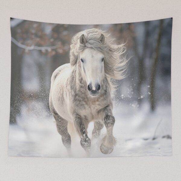 Item preview, Dappled Gray Pony Running through Snow designed and sold by Elisabeth Lucas.