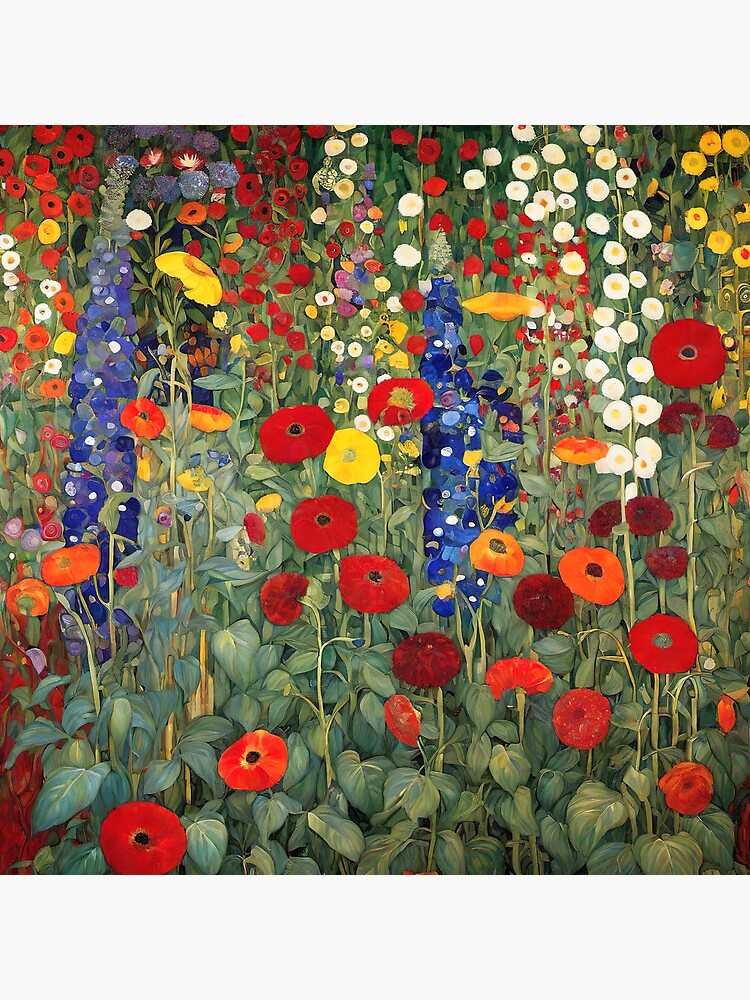 Aperçu 3 sur 3. Impression photo avec l'œuvre Jardin fleuri de Klimt créée et vendue par maniacfitness.