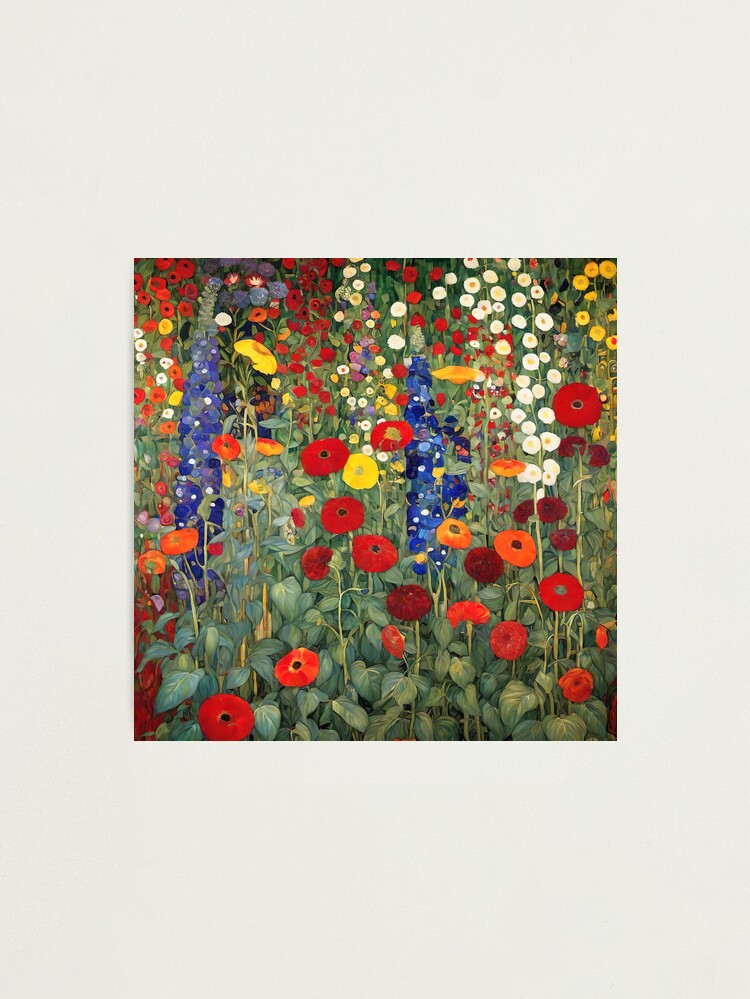 Aperçu 1 sur 3. Impression photo avec l'œuvre Jardin fleuri de Klimt créée et vendue par maniacfitness.