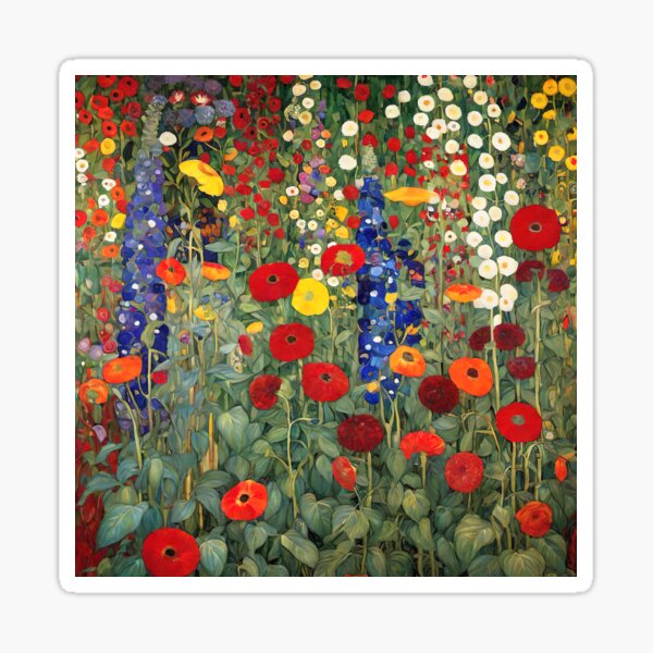 Aperçu de l'œuvre Jardin fleuri de Klimt créée et vendue par maniacfitness.
