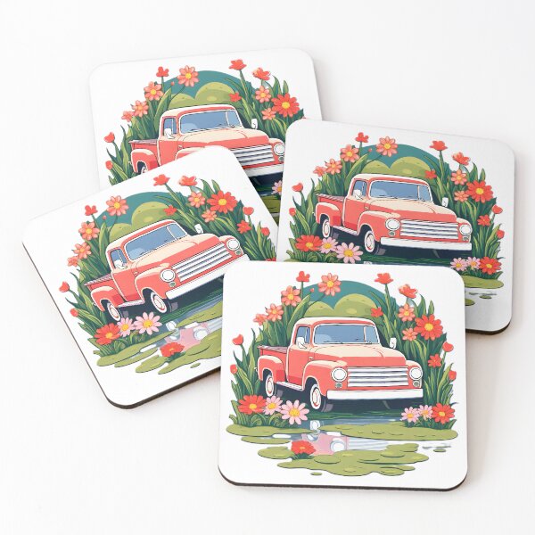 Item preview, Red farm truck by a pond designed and sold by Cardsurveyors.
