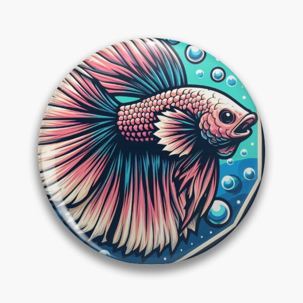 Item preview, Betta Cartoon Illustration Style betta Aquarium Fighting Fish Pink designed and sold by CoffeeIsATrip.