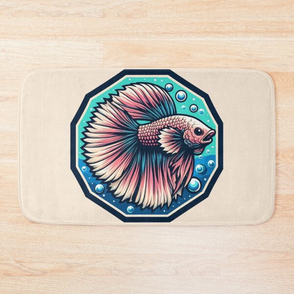 Item preview, Betta Cartoon Illustration Style betta Aquarium Fighting Fish Pink designed and sold by CoffeeIsATrip.