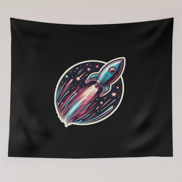 Item preview, Colorful Vintage Retro Rocket designed and sold by ByteyCreatives.