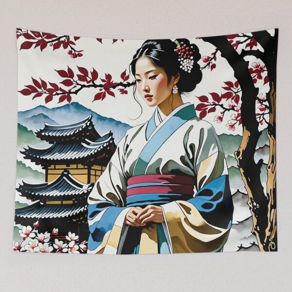 Item preview, Blooming Elegance: A Timeless Moment in Korean Art designed and sold by PanoramaPrints.