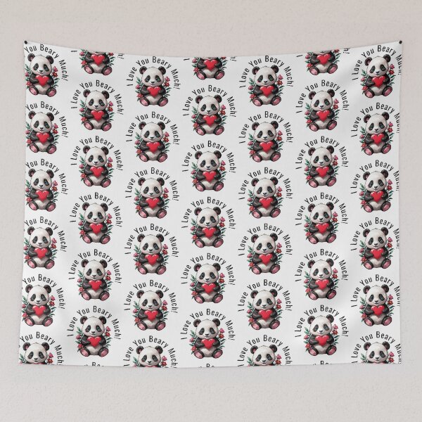 Aperçu de l'œuvre Panda au coeur rouge, je t'aime beaucoup Beary ! créée et vendue par PrettyfulStuff.