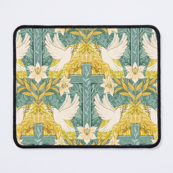 Item preview, Resurrection Sunday Christian Easter Damask in Green and Gold Pattern designed and sold by micklyn.