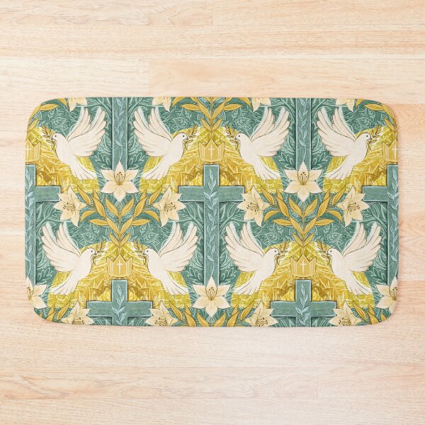 Item preview, Resurrection Sunday Christian Easter Damask in Green and Gold Pattern designed and sold by micklyn.