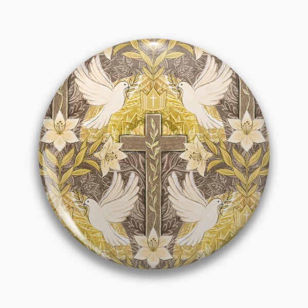 Item preview, Resurrection Sunday Christian Easter Damask in Gold and Neutral Browns Pattern designed and sold by micklyn.