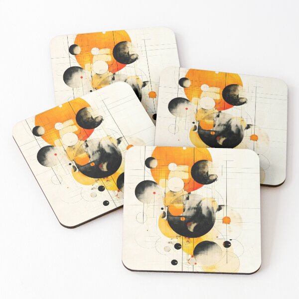 Item preview, Abstract geometric shapes overlaying grid, dynamic composition with warm tones designed and sold by vyreinadee.