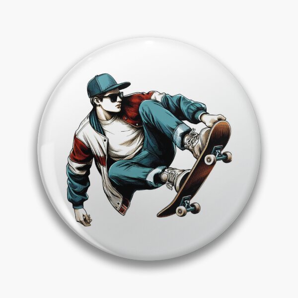 Item preview, "A young man, wearing his cap backwards and striking a cool pose, is skateboarding." designed and sold by PaintMeWorld.