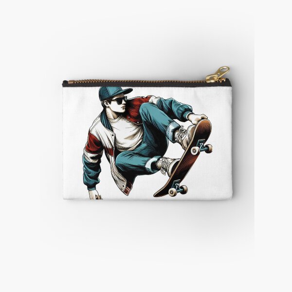 Item preview, "A young man, wearing his cap backwards and striking a cool pose, is skateboarding." designed and sold by PaintMeWorld.