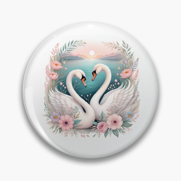 Item preview, Swan Couple Floral Watercolor Sunset designed and sold by PrettyfulStuff.