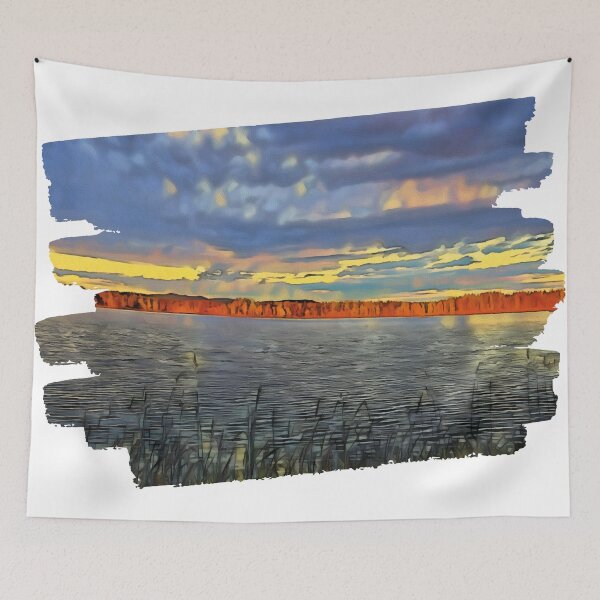 Item preview, Dusk: blaze of color on the quiet lake designed and sold by Ink-Kreativ.