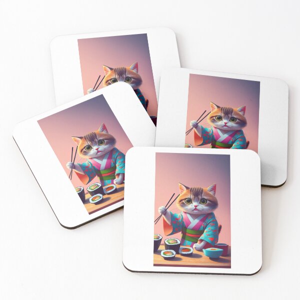 Item preview, biocolor cat eat sushi v9 designed and sold by FenwickDesign99.