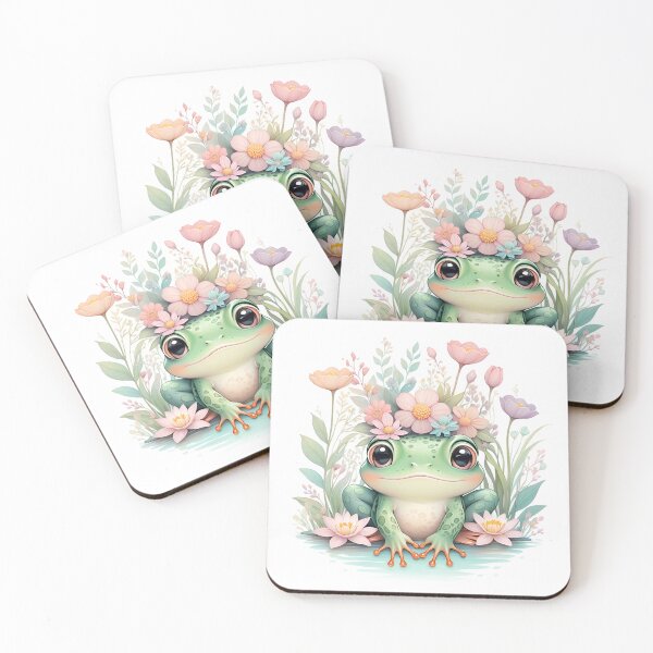 Item preview, Frog Floral Watercolor Circle designed and sold by PrettyfulStuff.