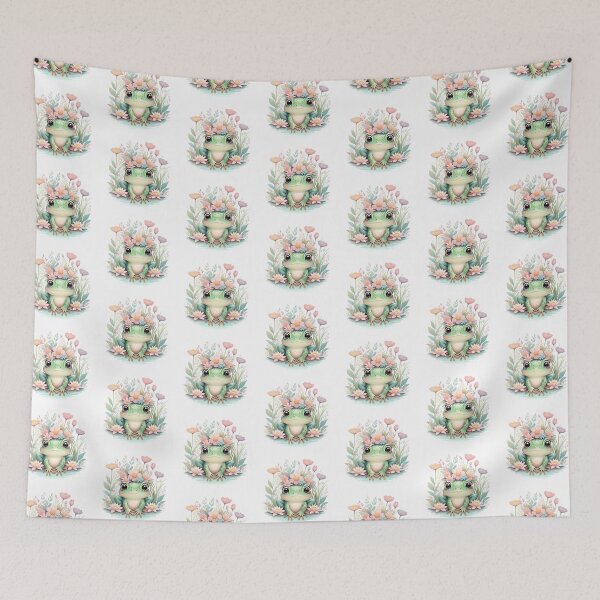 Item preview, Frog Floral Watercolor Circle designed and sold by PrettyfulStuff.