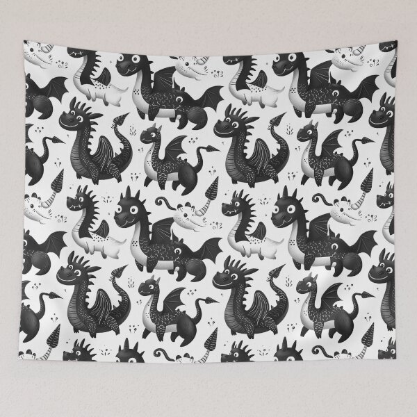 Item preview, Black And White Dragons Pattern designed and sold by scootyshop.