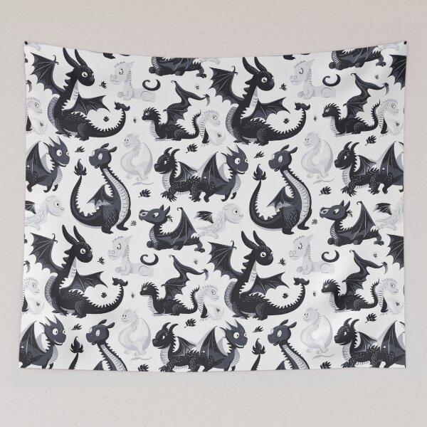 Item preview, Black And White Dragons Pattern designed and sold by scootyshop.