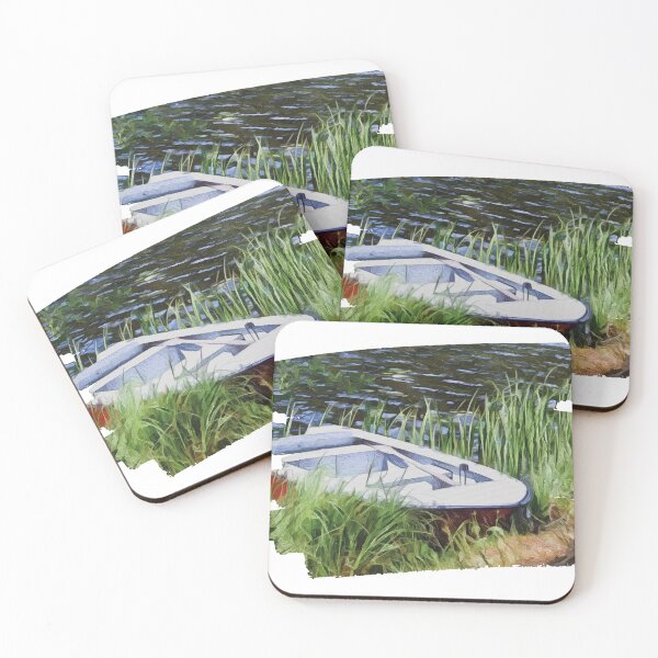 Item preview, A lonely boat in the morning dew designed and sold by Ink-Kreativ.
