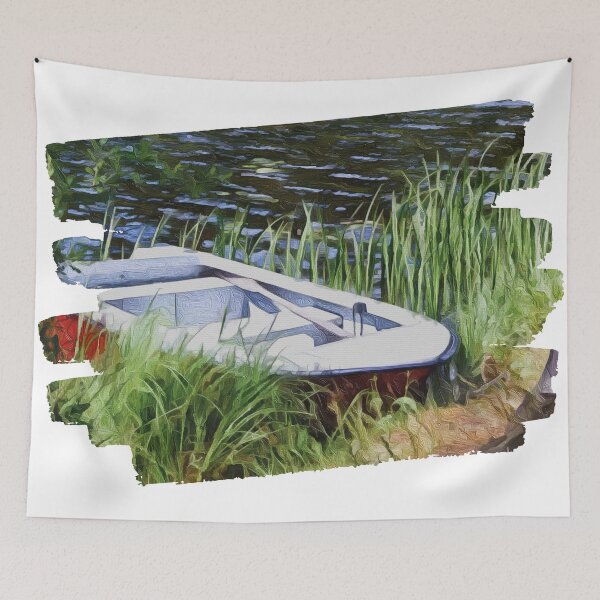 Item preview, A lonely boat in the morning dew designed and sold by Ink-Kreativ.