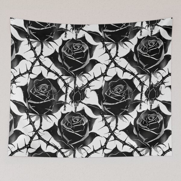 Item preview, Black Roses and Thorns Gothic Pattern designed and sold by ossiagraphics.