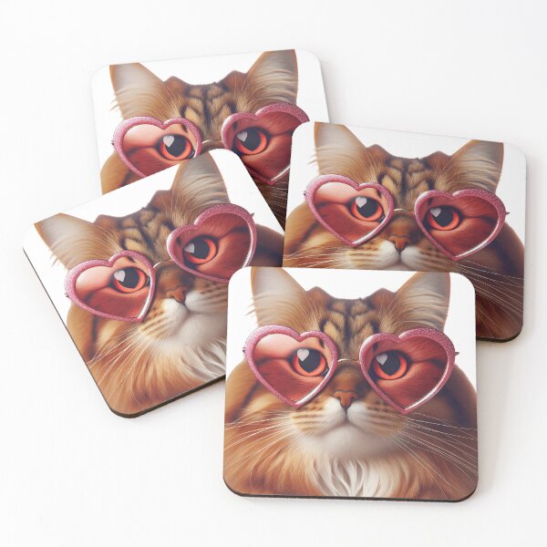 Item preview, Valentine's Day: Cat with heart-shaped glasses designed and sold by aikittycats.
