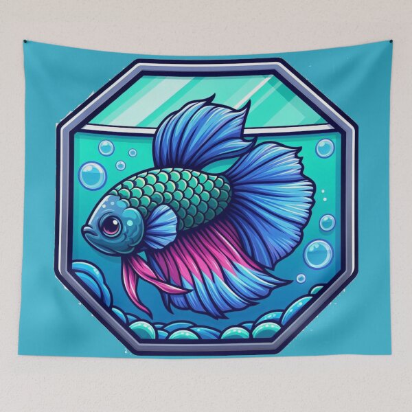 Item preview, Betta Cartoon Illustration Style betta Aquarium Green Fighting Fish designed and sold by CoffeeIsATrip.
