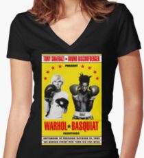 Basquiat Warhol Poster Women's Fitted V-Neck T-Shirt