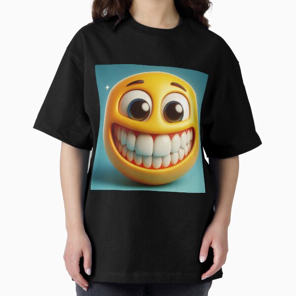 Extremely Happy Toothy Grin Yellow Emoji Oversized T-Shirt