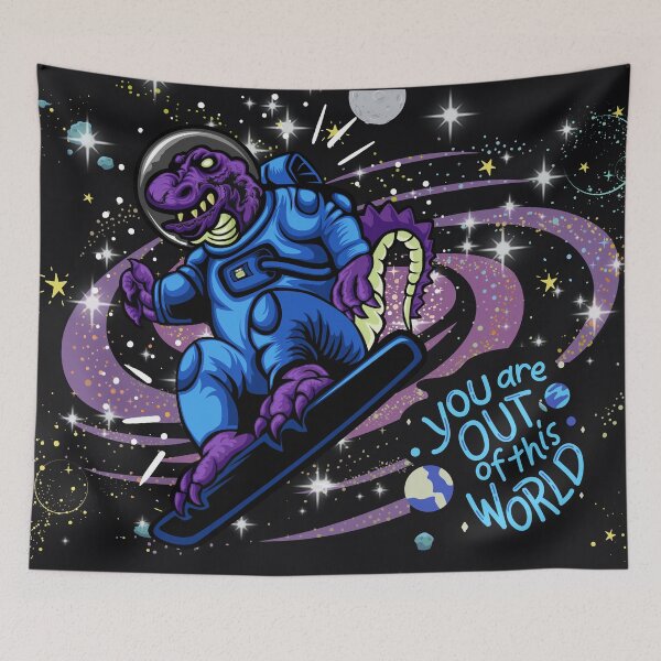 Item preview, Dinosaur Astronaut Jumping on Space with Skate designed and sold by lacamisart.