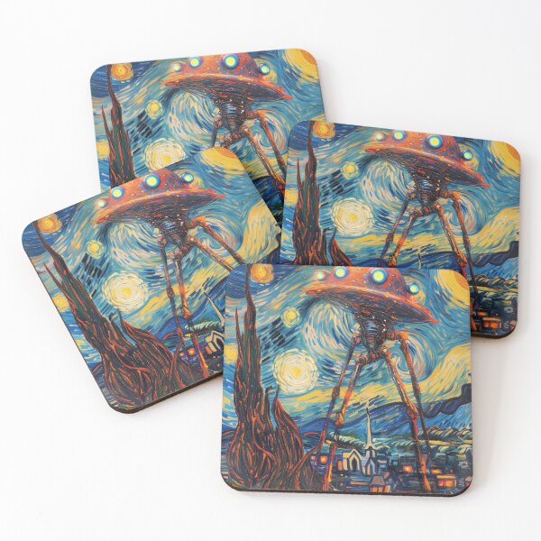 Item preview, War of the Worlds Aliens Invading The Starry Night - Vincent Van Gogh, Parody Painting designed and sold by PrintShangri-La.
