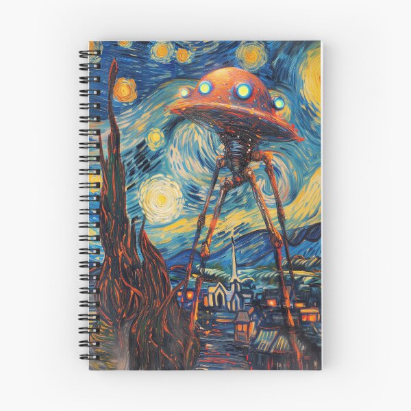 Item preview, War of the Worlds Aliens Invading The Starry Night - Vincent Van Gogh, Parody Painting designed and sold by PrintShangri-La.