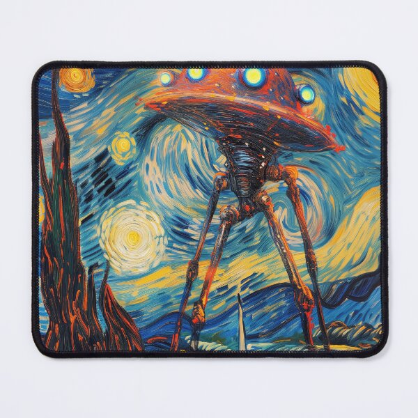 Item preview, War of the Worlds Aliens Invading The Starry Night - Vincent Van Gogh, Parody Painting designed and sold by PrintShangri-La.