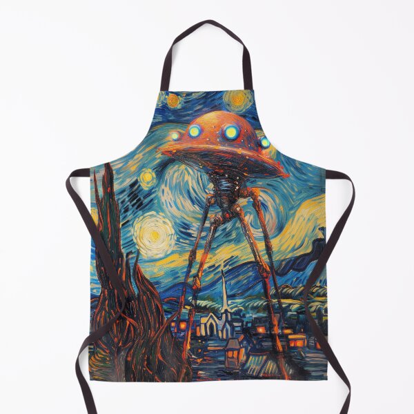 Item preview, War of the Worlds Aliens Invading The Starry Night - Vincent Van Gogh, Parody Painting designed and sold by PrintShangri-La.