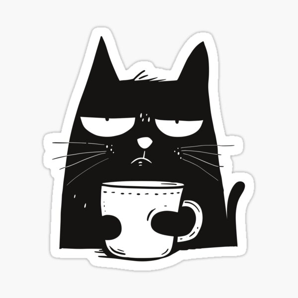 Item preview, black cat with coffee designed and sold by BoomGraf.