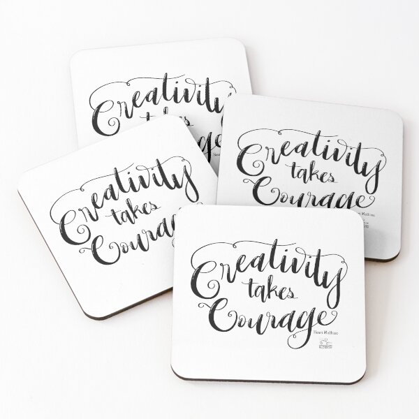 Item preview, Creativity Takes Courage Black and White Modern Calligraphy White Version designed and sold by Springcolors Blossom.