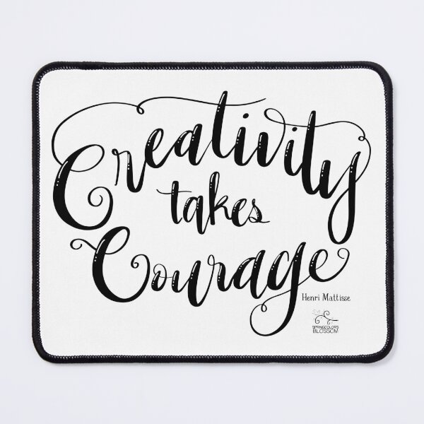 Item preview, Creativity Takes Courage Black and White Modern Calligraphy White Version designed and sold by Springcolors Blossom.