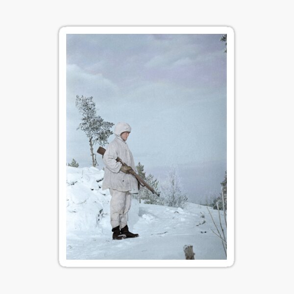 Finnish soldier near Lake Ladoga, Winter War, 1940 Sticker