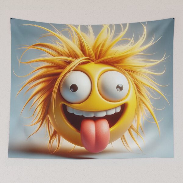 Item preview, Crazy Haired Bulging Eyes Yellow Emoji With Tongue Out designed and sold by shanblue6.